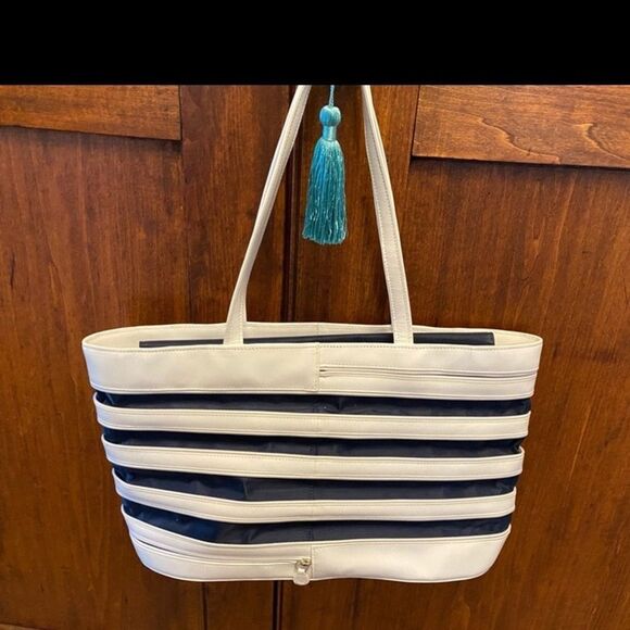 Longchamp *Thomas Heatherwick* for White Leather Expandable Zipper Tote EUC